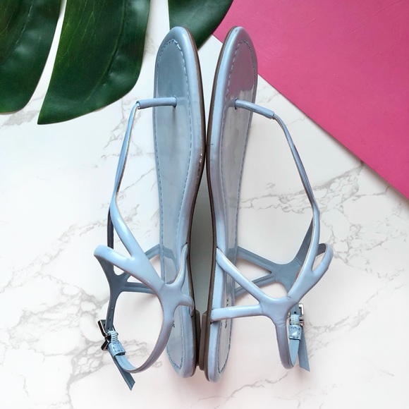 SCHUTZ Patent Leather Baby Blue Flat Sandals - Picture 3 of 4